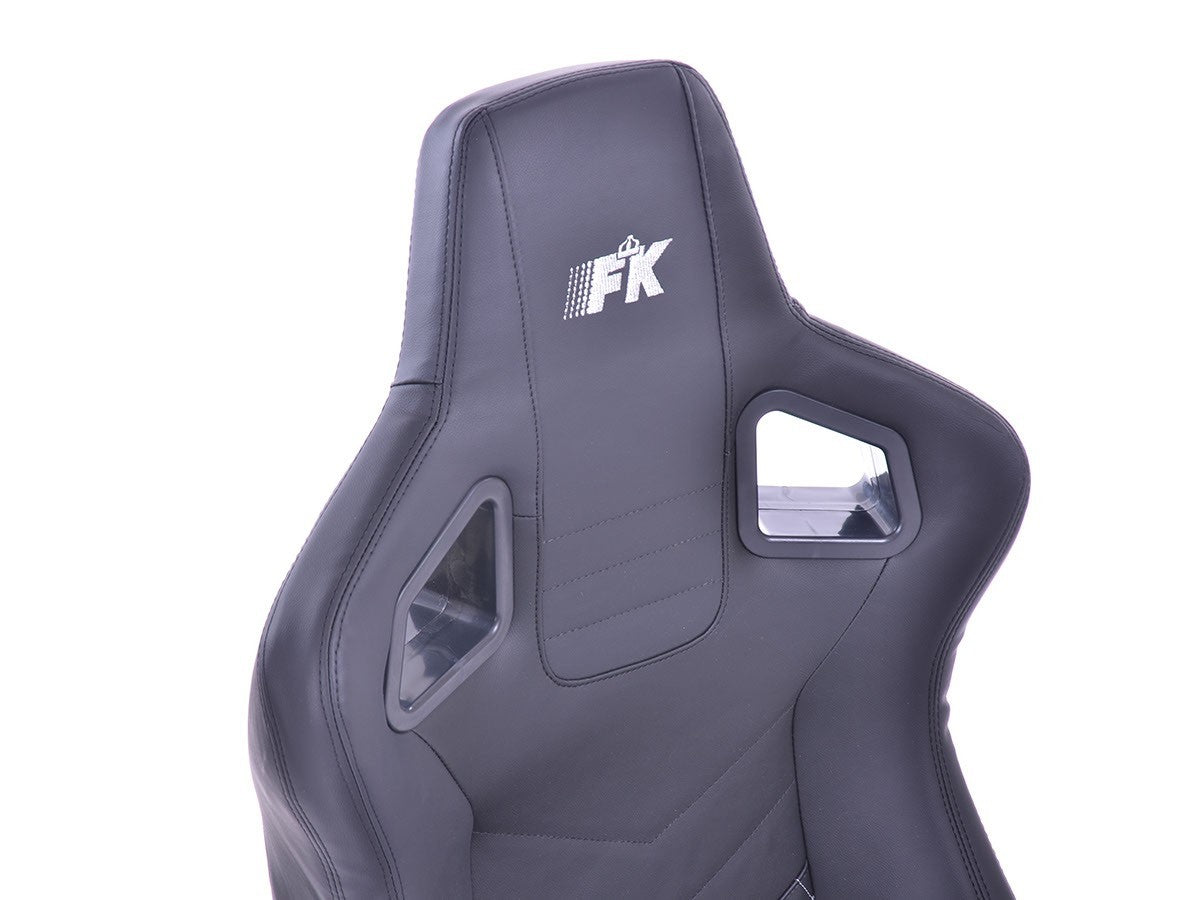 FKA Pair Universal Car Van Camper Bucket Seats black silver diam stitch edition