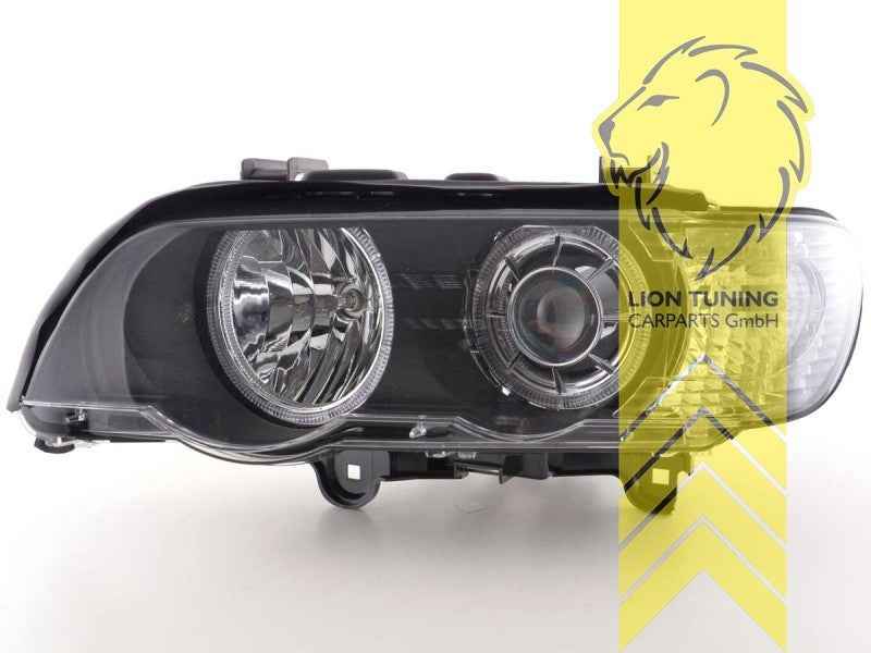 LTG Pair DEPO LED DRL Halo Ring Headlights BMW X5 E53 00-03 black RHD / LHD