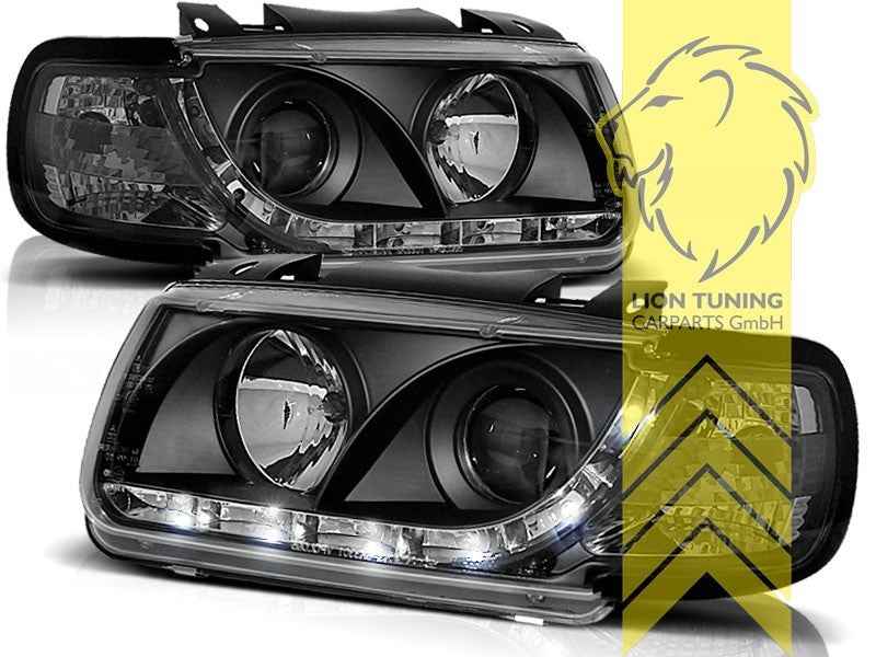 LTG Pair LED DRL Halo Lightbar Headlights VW Polo 6N 6N1 94-99 black LHD