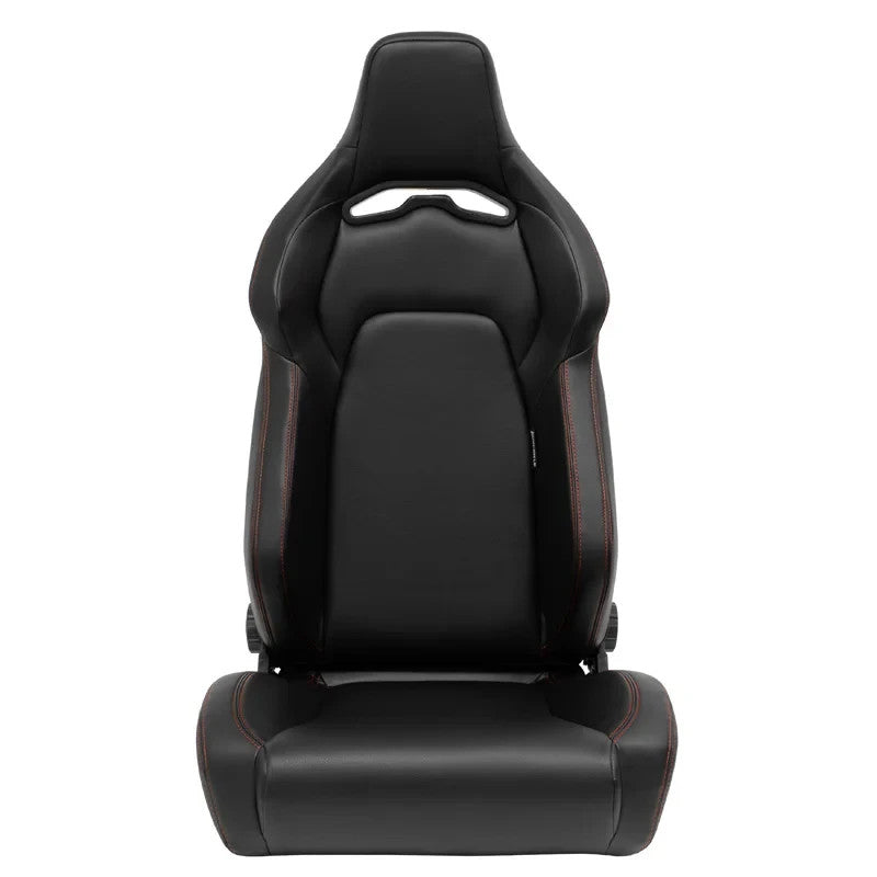 ATST x1 Universal Car Van Camper Sim Bucket Seat Black Synth Leather Red Stitch