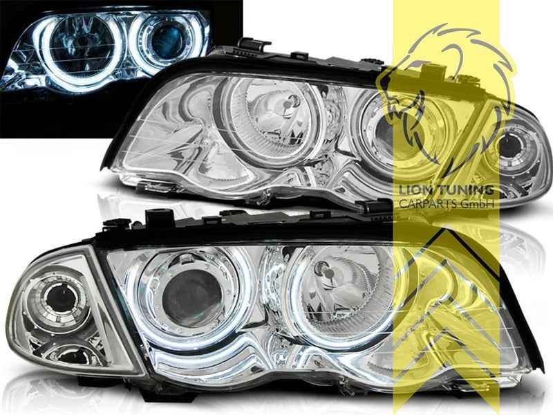 LTG Pair Aftermarket LED DRL Headlights BMW E46 Sedan Touring Chrome 98-01 LHD