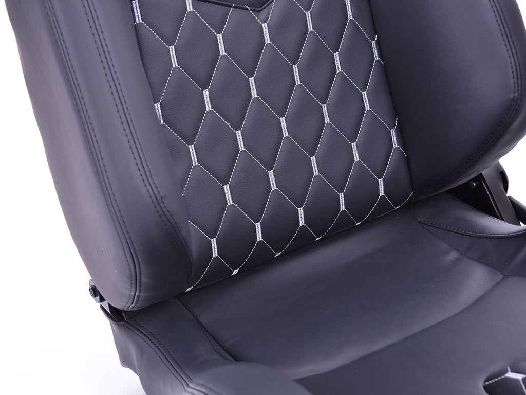 FKA Pair Universal Car Van Camper Bucket Seats black silver diam stitch edition