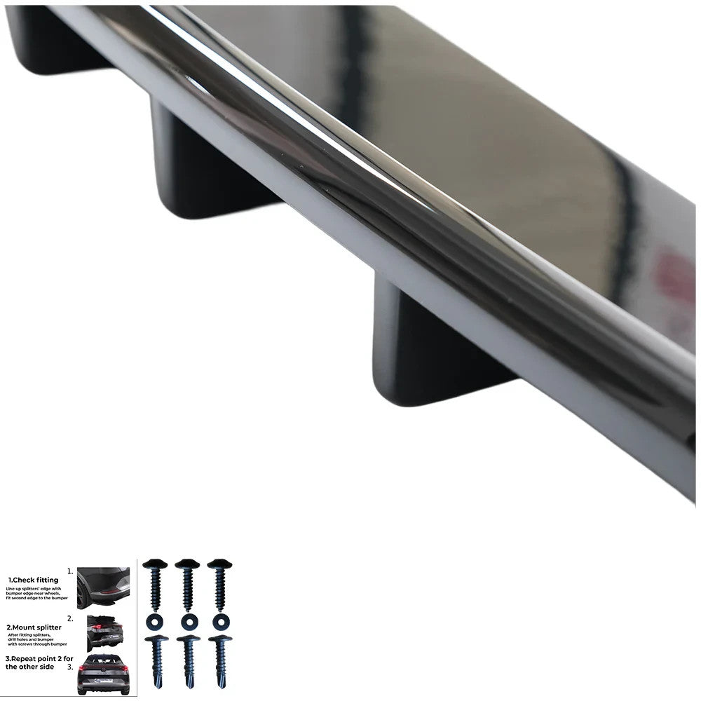 OW Rear Bumper Diffusor Splitter AUDI Q8 S-Line Mk1 2018-2023 Gloss Black