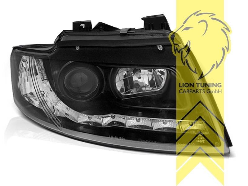 LTG Pair LED Halo Lightbar Headlights Audi A4 B6 8E Cabriolet 02-06 Black LHD