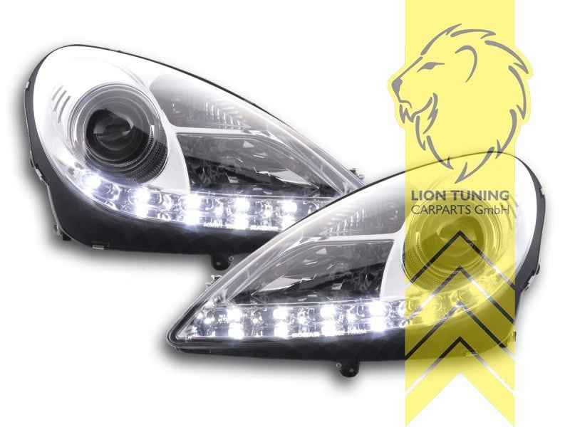 LT Pair LED DRL Halo Headlights Mercedes Benz SLK R171 04-11 Chrome LHD