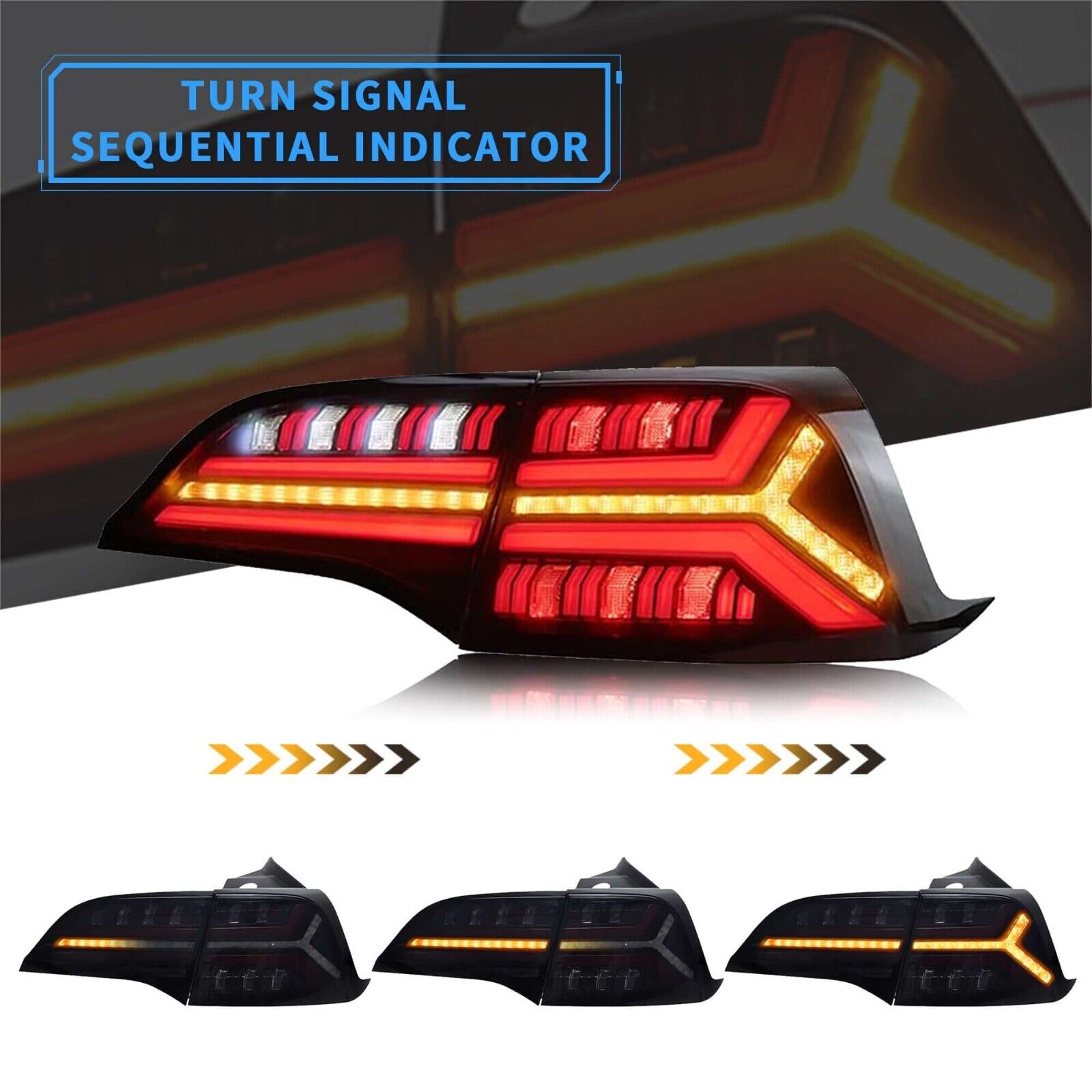 VLAND 17-22 Tesla Model 3 & 20-22 Tesla Model Y Lightbar LED DRL Rear Lights Tail Lamps LHD