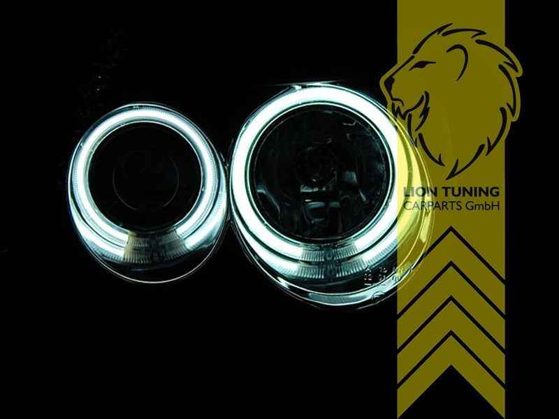 LTG Pair LED Halo Ring Headlights Skoda Fabia 1 6Y Sedan Combi 99-07 Black LHD