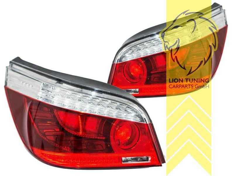 LTG Pair LED Rear Lights Tail Lamps BMW E60 S85 M5 LCI 07+ red white chrome LHD