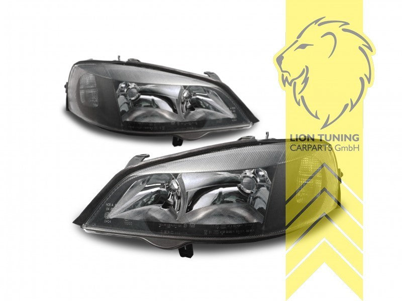LTG Pair TYC Halogen Headlights Opel Vauxhall Astra G CC 98-05 black LHD
