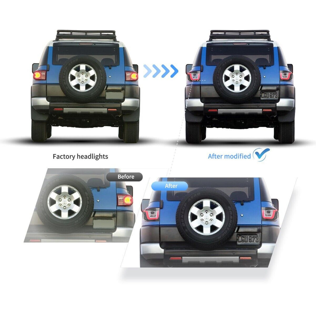 VLAND LED Lightbar Tail Lights Rear Lights 07-14 Toyota FJ Cruiser XJ10 Clear 1
