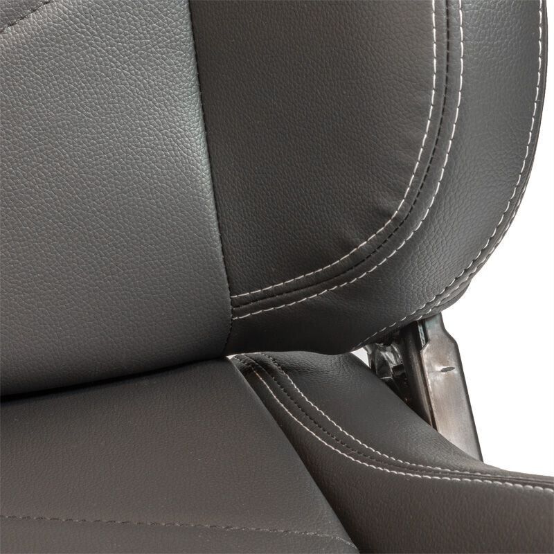 AUTOSTYLE x1 Universal Single Sports Race Bucket Seat Black Synthetic Leather with Silver Stitch + slide runners