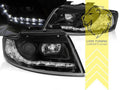 LTG Pair LED Halo Lightbar Headlights Audi A4 B6 8E Cabriolet 02-06 Black LHD