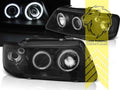 LTG Pair CCFL LED DRL Halo Ring Headlights Audi A3 8L 96-00 Black LHD