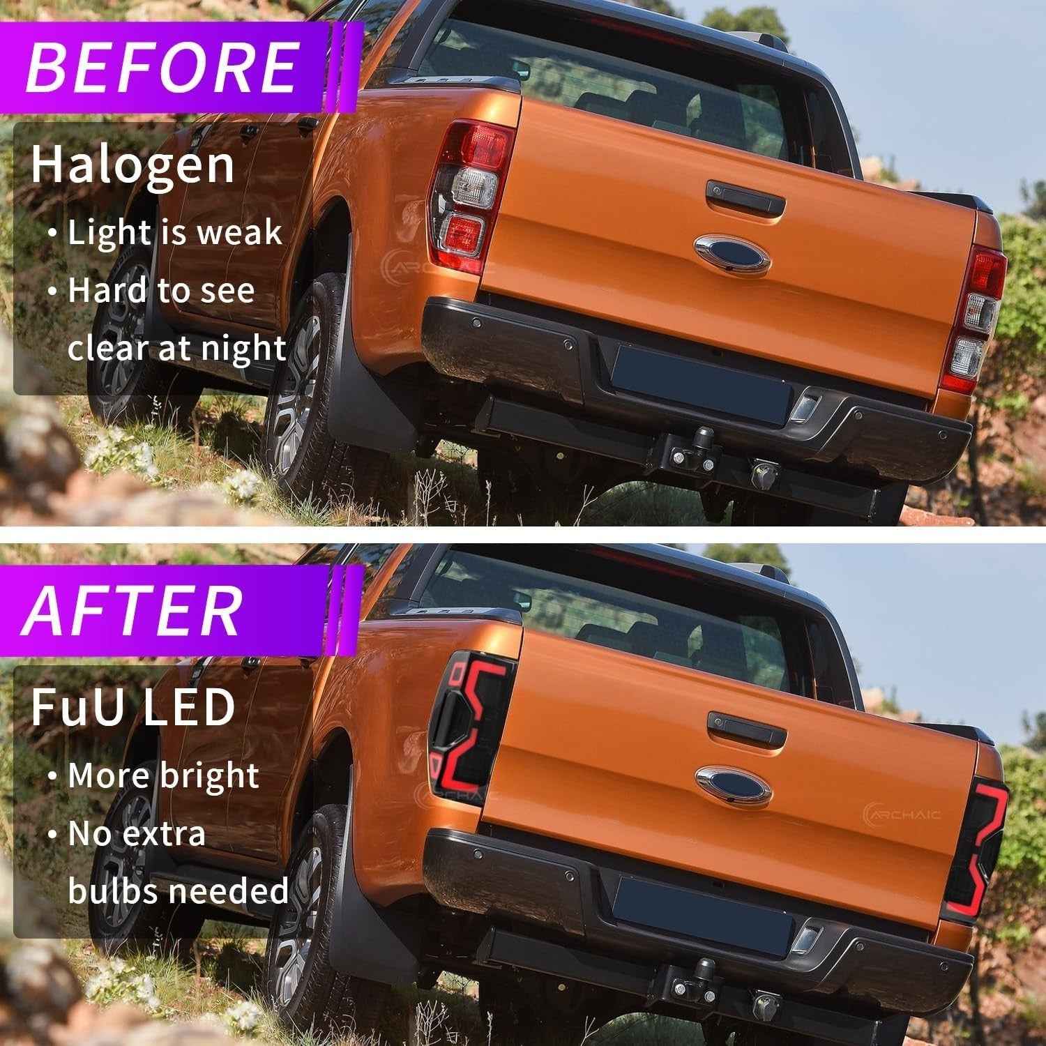 AC Pair Seq Animated LED DRL Rear lights Tail Lamps Ford Ranger T6 T7 12-21