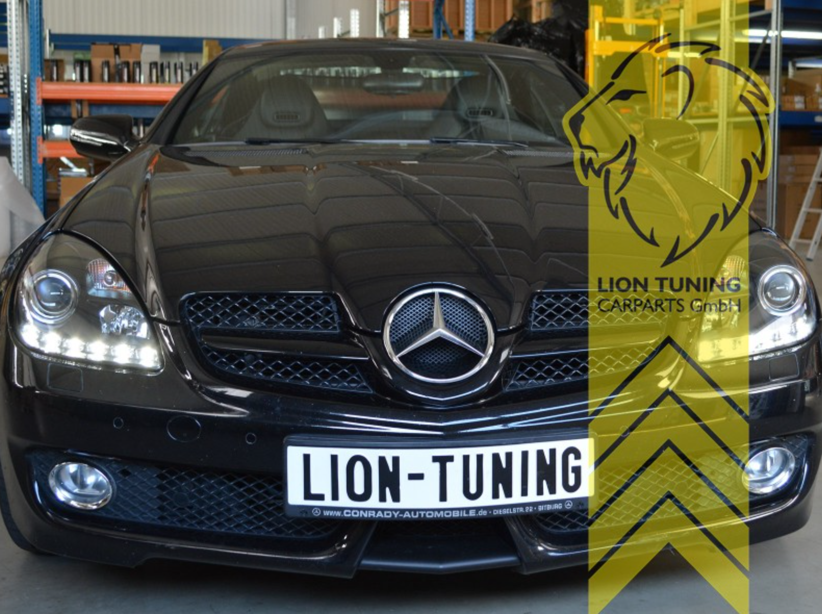 LT Pair LED DRL Halo Ring Eye XENON Headlights Mercedes Benz SLK R171 black LHD