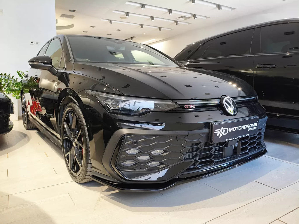 Motordrome Front Bumper Splitter  Golf Mk8 Facelift GTI GTE R-Line Black Gloss