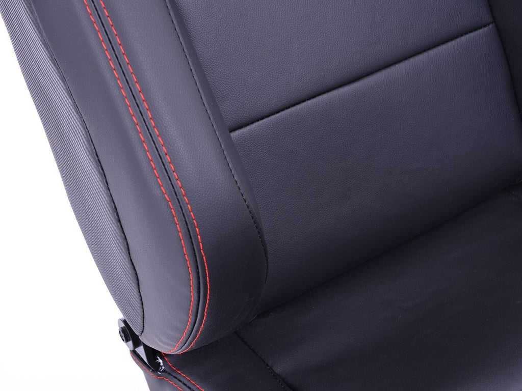 FKA Pair Universal Car Van Camper Bucket Seats black carbon red stitch edition