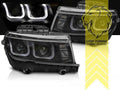 LTG Pair LED Halo DRL Headlights Chevrolet Camaro 5 FL 13-16 Black EXPORT ONLY