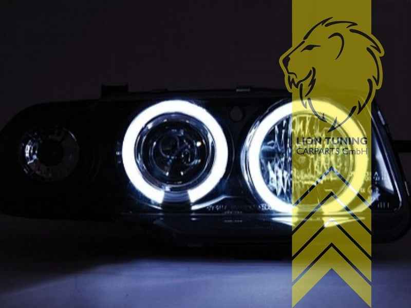 LTG Pair LED DRL Halo Ring Headlights Opel Astra F Facelift 94-00 black LHD