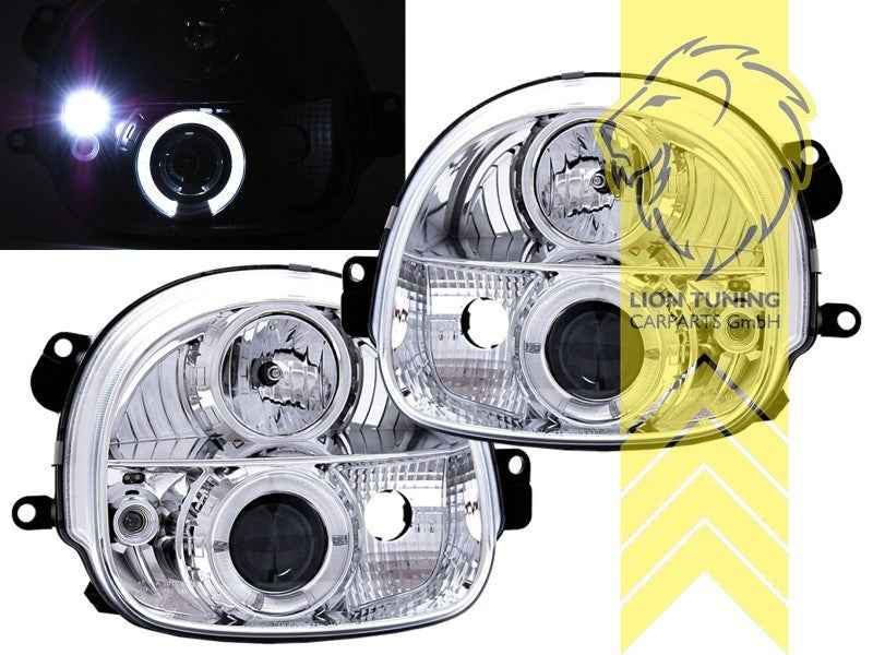 LTG Pair LED DRL Halo Ring Headlights Renault Twingo 1 + FL 98-07 chrome LHD