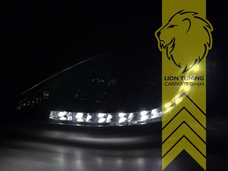 LT LED DRL Lightbar Headlights Ford Focus 1 DAW DBW DFW DNW HB SW Black LHD