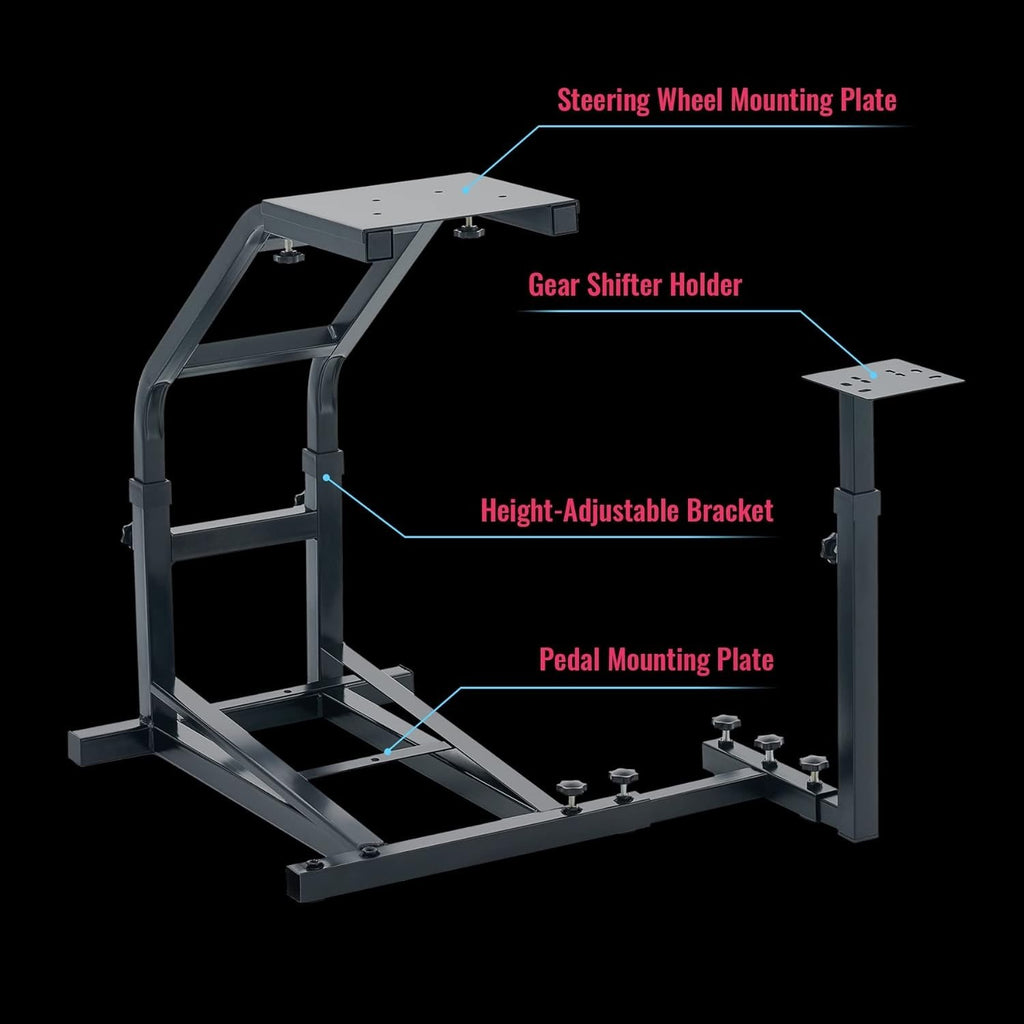 Driving Sim Racing Wheel Stand Frame for Steering Wheel & Pedals + Gear Shifter