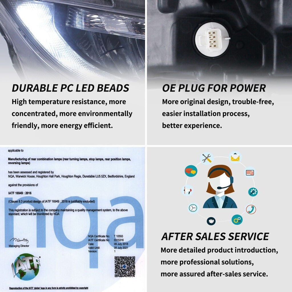 VLAND 16-21 Honda Civic 10 MK10 FC FK Chrome Lightbar LED DRL Headlights