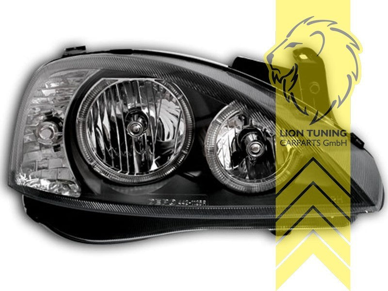 LTG DEPO Pair LED DRL Halo Ring Headlights Opel Corsa C Combo C 00-12 black LHD