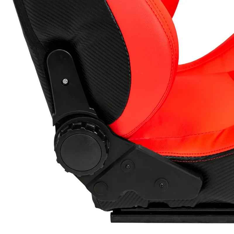 ATST x1 RK Universal Bucket Seats Red & Carbon Fibre Back Faux Leather + slides