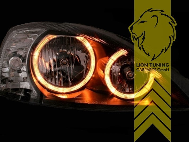 LTG DEPO Pair LED DRL Halo Ring Headlights Opel Corsa C Combo C 00-12 black LHD