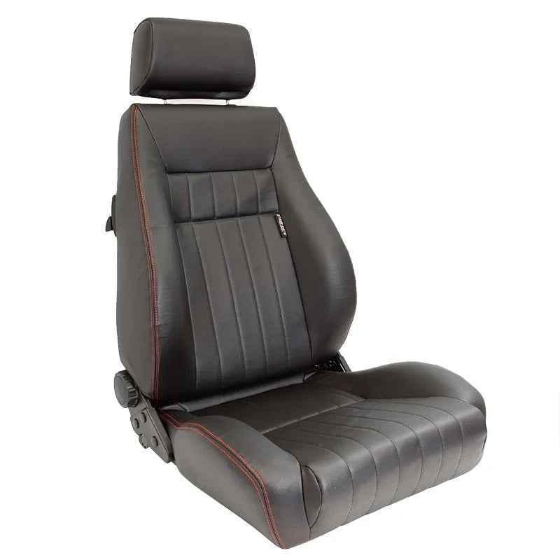 ATST x1 Retro Universal Classic Bucket Seats Black Synth Red Piping + slides