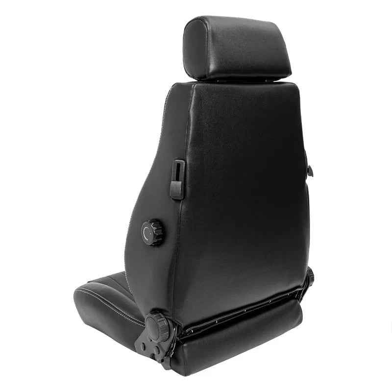 ATST x1 Retro Universal Classic Bucket Seats Black Synth Silver Stitch + slides