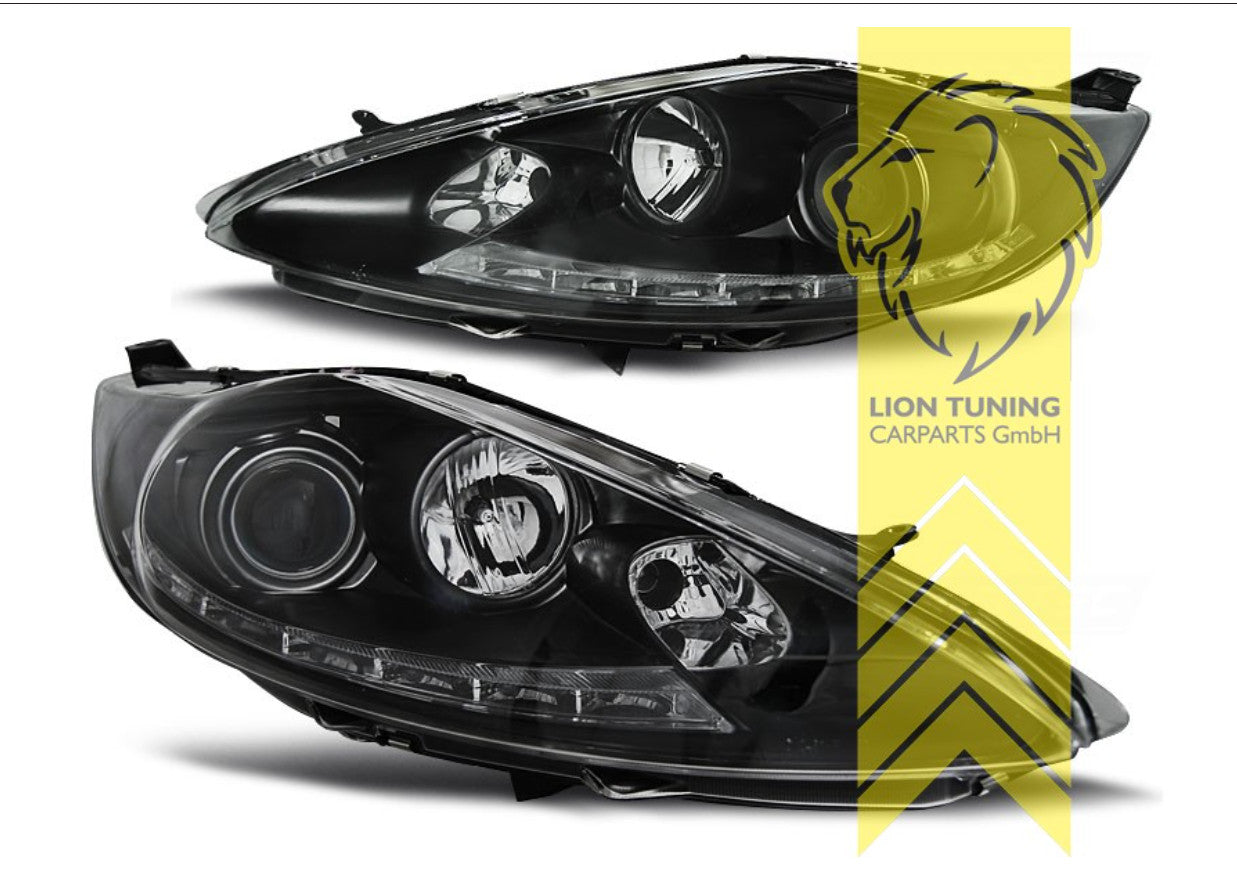 UK LT Pair LED DRL Lightbar Headlights Ford Fiesta 7 TFL Optics 08-12 Black LHD