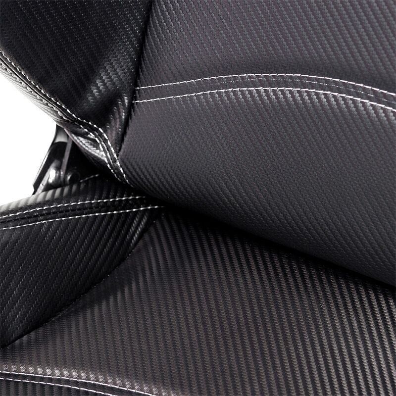 Auto-Style x1 Universal Carbon Fibre Weave Bucket Seat Black Synthetic leather +slides