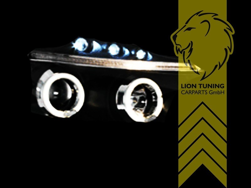 LTG Pair LED DRL Halo Lightbar Headlights Opel Corsa D 06-10 Black LHD