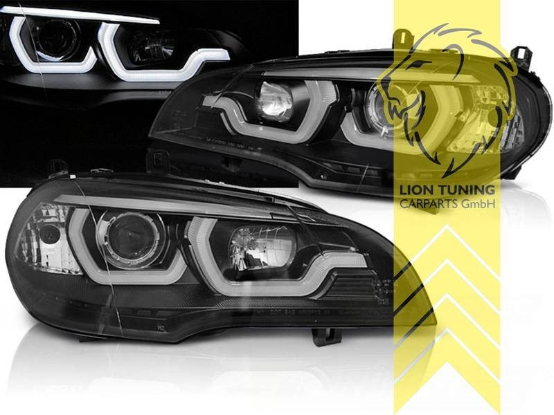LTG Aftermarket LED DRL Headlights for BMW X5 E70 07+ black LHD