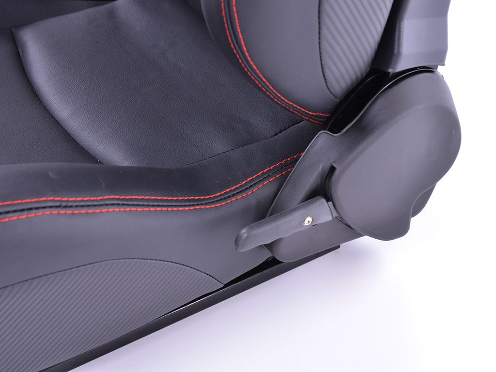 FKA Pair Universal Car Van Camper Bucket Seats black carbon red stitch edition