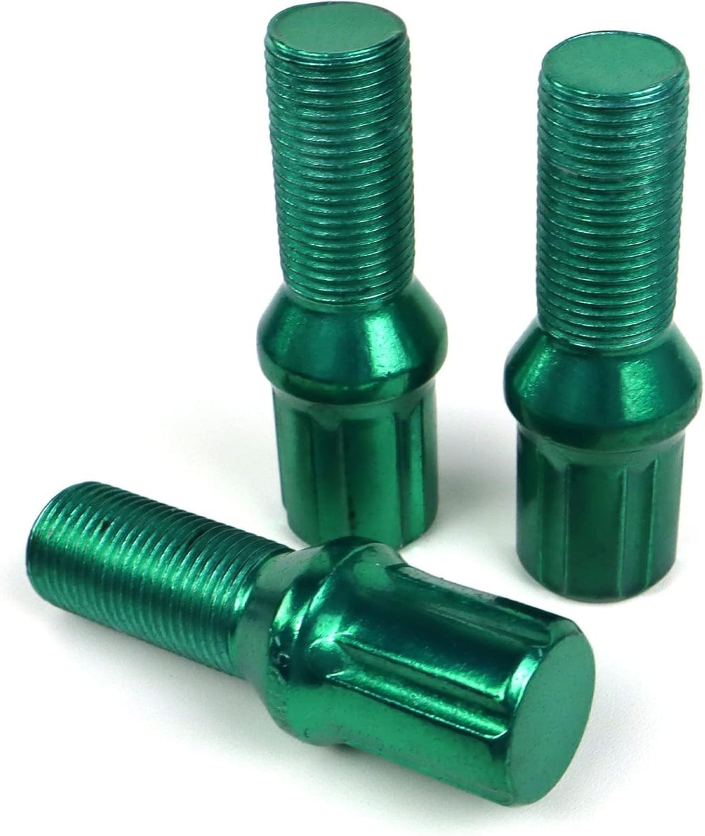 OMP Speed Alloy Wheel Lug Bolts Nuts x20 M12 x 1.5 17/19 L 27mm Green 10.9