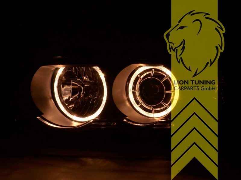 LTG Pair DEPO LED DRL Halo Ring Headlights BMW X5 E53 00-03 black RHD / LHD