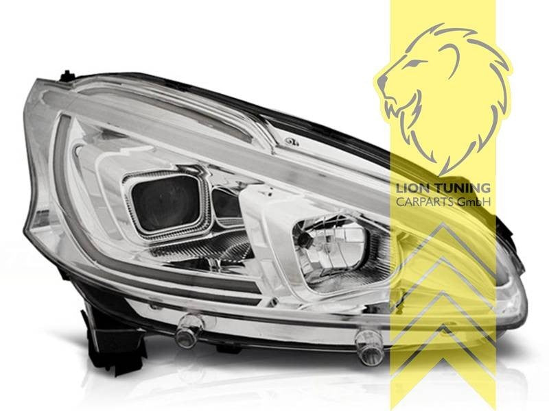 LT LED DRL Lightbar Halo Ring Headlights Peugeot 208 chrome 12-15 LHD