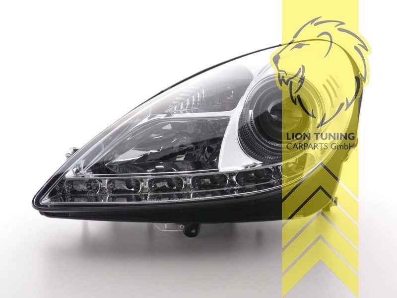 LT Pair LED DRL Halo Headlights Mercedes Benz SLK R171 04-11 Chrome LHD