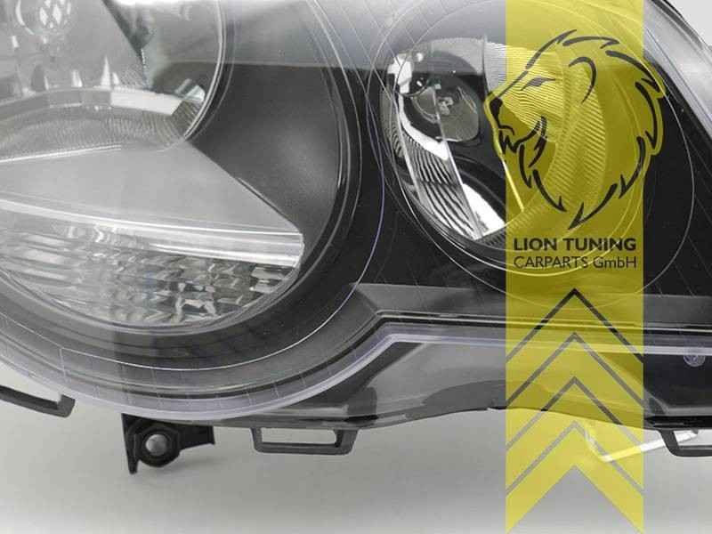 LTG Pair Aftermarket Halogen Headlights VW Polo 9N 9N3 Facelift 05-09 Black LHD