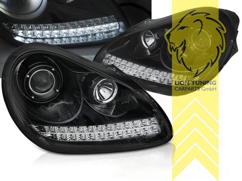 LT Pair LED Headlights Lightbar DRL Porsche Cayenne XENON 02-07 9PA chrome LHD