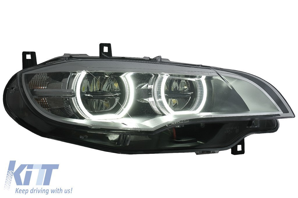 KT Pair LED DRL Headlights  Xenon Angel Eyes 3D Dual Halo BMW X6 E71 08-12 LHD