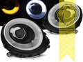 LT LED DRL Lightbar Halo Ring Headlights Mini Cooper JCW R56 R57 Black 06-14 LHD