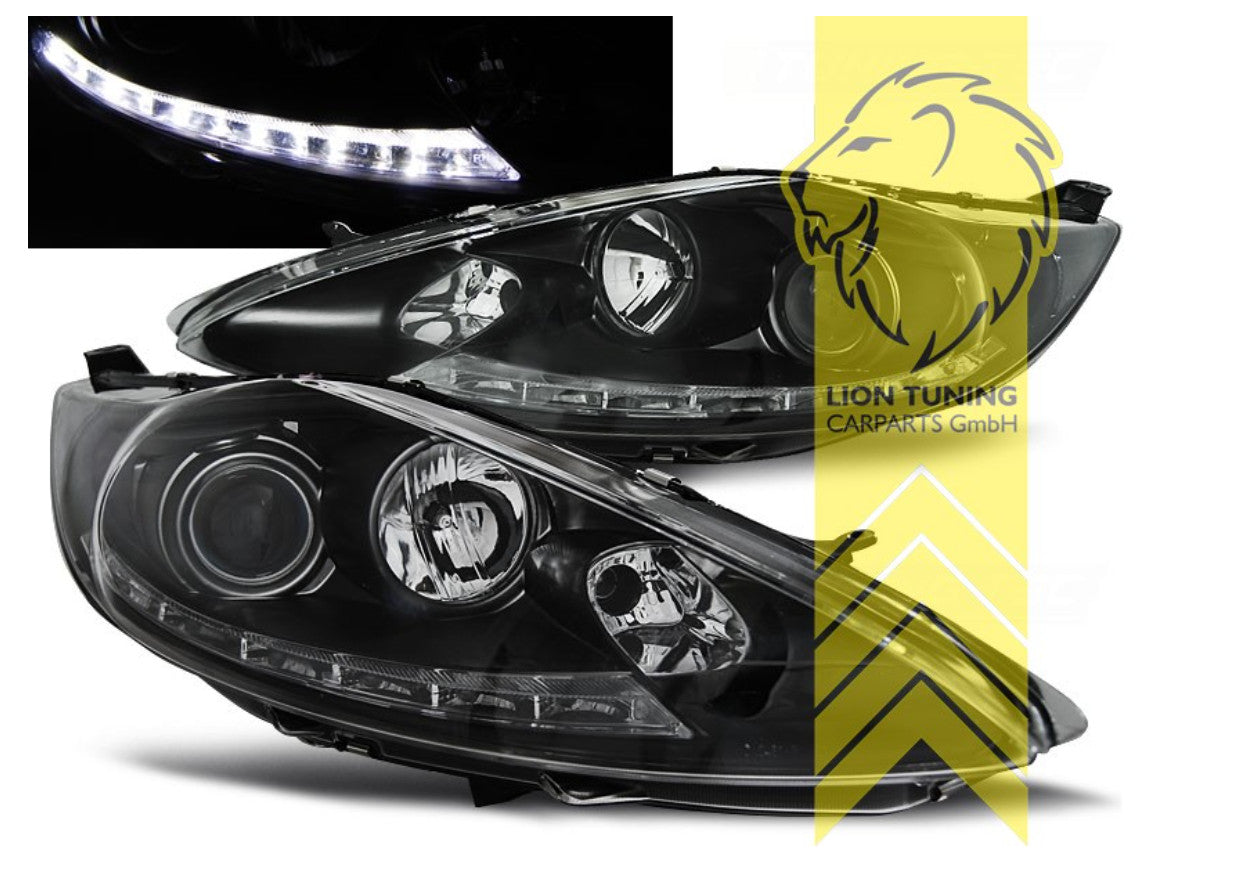 UK LT Pair LED DRL Lightbar Headlights Ford Fiesta 7 TFL H7 / H1 08-12 Black LHD