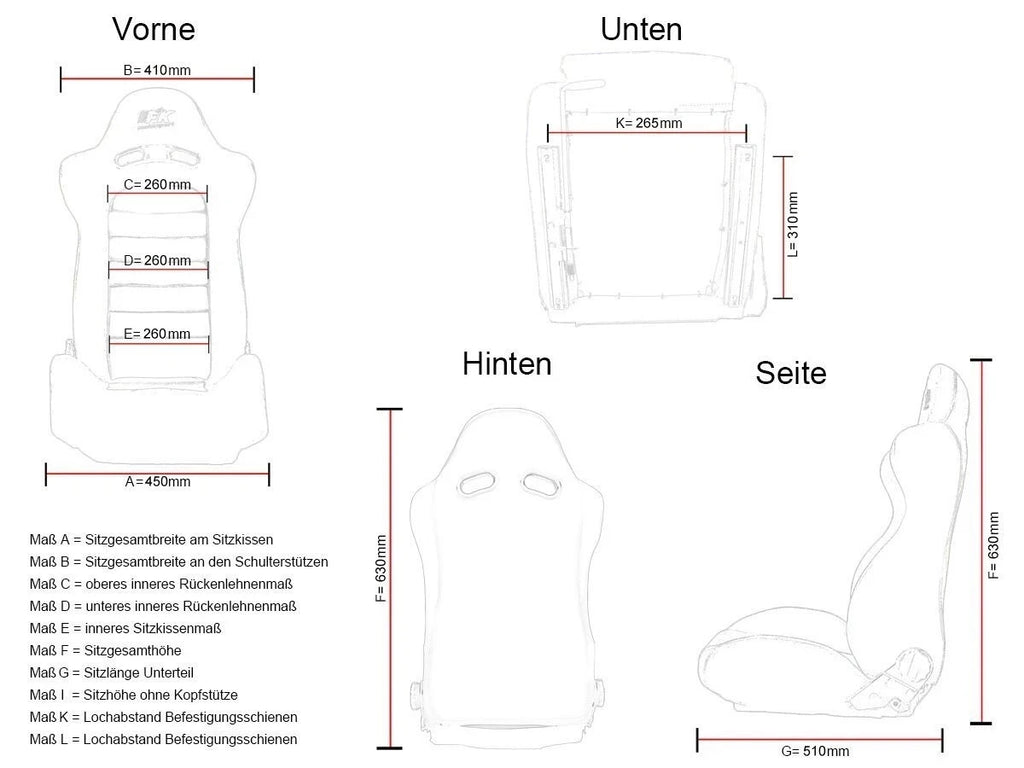 FKA Pair Bucket Seats Headrests Studded Classic Car Retro Kit Speedster Vintage