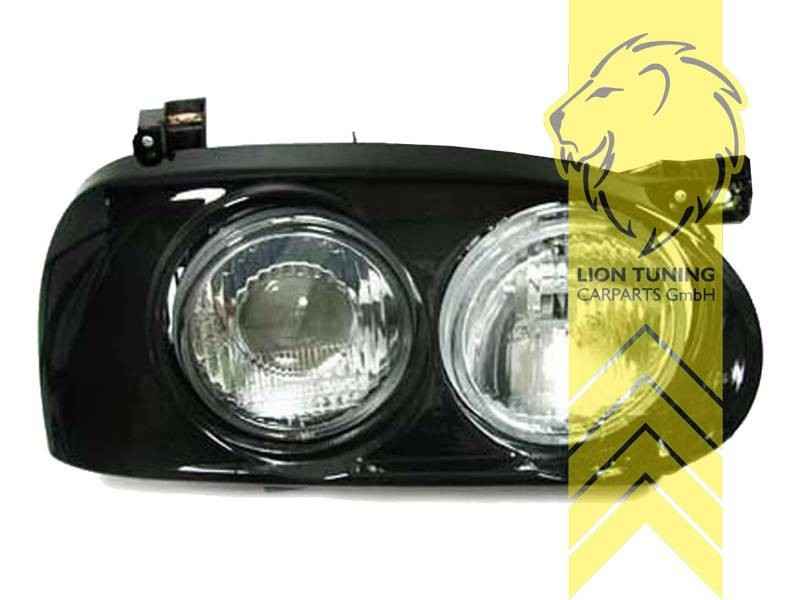 LTG Pair Halogen DE Double Headlights VW Golf 3 1H1 1E7 1H5 91-99 Black LHD