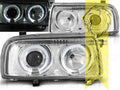 LTG Pair LED DRL Halo Ring Headlights VW Vento 1H2 91-98 Chrome LHD