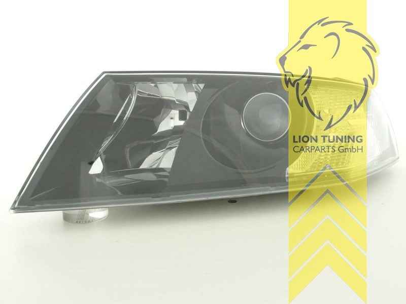 LTG Pair LED DRL Headlights Skoda Octavia 2 1Z sedan Combi 04-08 black LHD